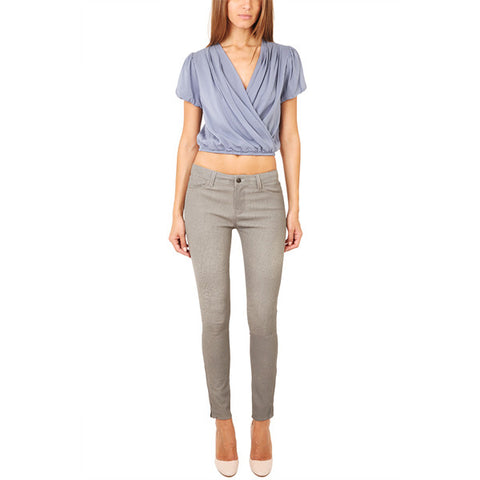 Midrise Leather Grey Rock Pant<br/>印花壓紋灰褲