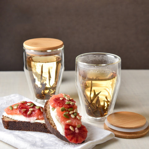 EPARE Double-Wall Tumbler with Lid<br/>10oz 雙層耐熱玻璃平底杯 - 2入/裝 (附杯蓋)