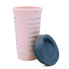 GOSILI<br/>TOGO 矽膠咖啡隨行杯 16oz (銀河粉) + 吸管杯蓋 (深海藍) + 吸管口袋組 27cm (紫)