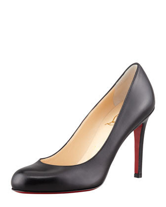 Christian Louboutin - Simple Round-Toe Kidskin Red Sole Pump, Black - Shark Tank Taiwan 歐美時尚生活網