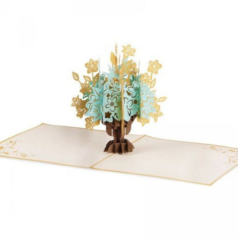 LOVEPOP Floral Bouquet Gold 3D card<br>萬用卡片－幸福花束 (金色) - Shark Tank Taiwan 