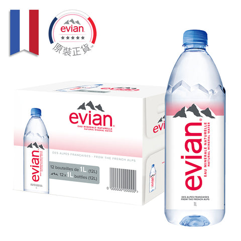 Evian - 依雲天然礦泉水 <br/> 1000ml (12入/箱) x 3 箱