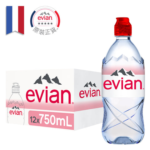 Evian - 依雲天然礦泉水-運動瓶蓋 <br/> 750ml (12入/箱) x 3 箱