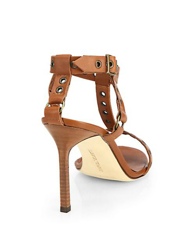 Manolo Blahnik - Kaypoti Leather T-Strap Sandals - Shark Tank Taiwan 