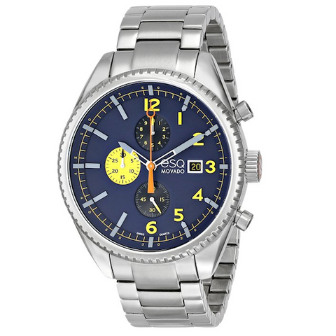 ESQ Movado - Men's 07301446 Catalyst Ionic Black-Plated Steel and Bracelet Blue Chrono Dial Watch