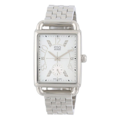 ESQ - Movado Women's Origin Stainless Steel Case Bracelet White Mother-Of-Pearl Dial Watch - Shark Tank Taiwan 