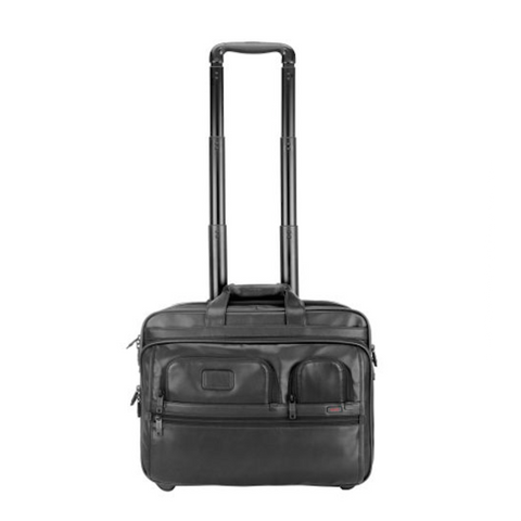 Tumi - Alpha Deluxe Wheeled Leather Brief with Laptop Case