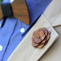 THE TWO GUYS BOW TIE Lapel Flower - Yorktown<br/>手工木製胸花 - 約克鎮 - Shark Tank Taiwan 