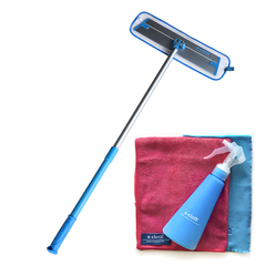 E-CLOTH<br/>深層清潔除菌抗過敏 - 輕量級拖把 150cm + 科技清潔布家用三件組 (萬用清潔布+玻璃拋光布+噴槍)