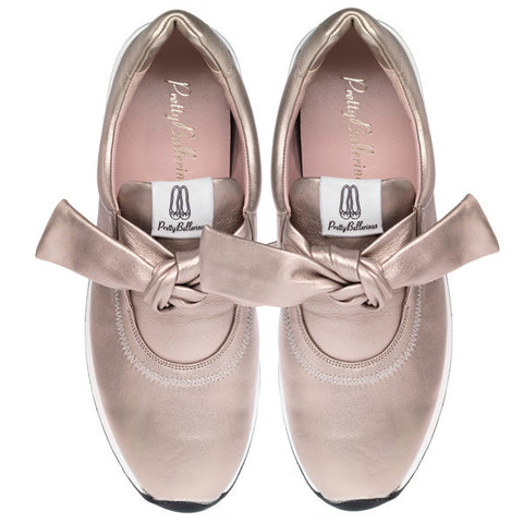 PRETTY BALLERINAS<br/>Sneakers 系列 香檳金內增高蝴蝶結運動鞋