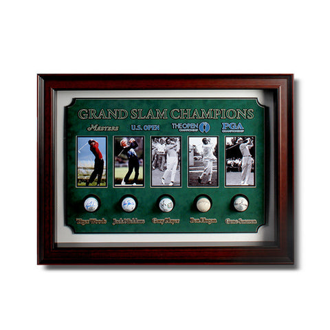 Grand Slams Autographed<br/> PGA 有史以來五位曾經贏得四大公開賽 (大滿貫) 得主的高爾夫球簽名