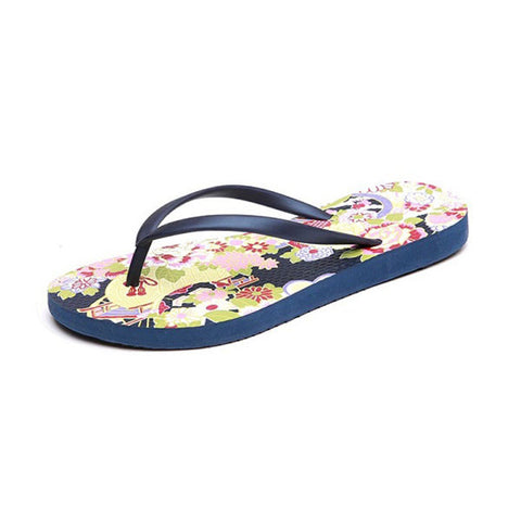 JOY & MARIO<br/>日系東瀛風花漾夾腳拖 - 深藍 - Shark Tank Taiwan 