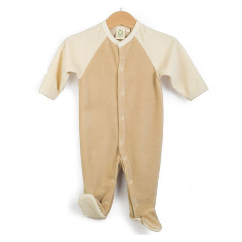 WOOLYORGANIC<br/>有機棉絨 - 厚棉前開襟長袖連腳褲 (米棕)