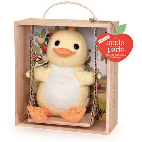 APPLE PARK Picnic Pals Plush Swinging Crate - Ducky<BR/>有機棉玩偶彌月禮盒 - 鞦韆小鴨